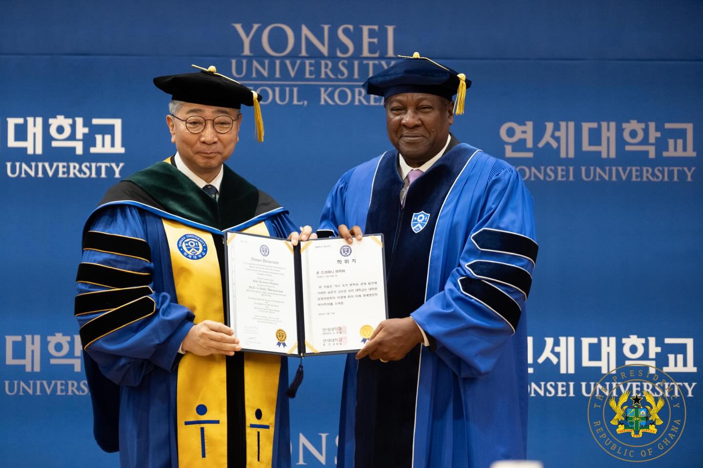 Mahama Receives Honorary Doctorate from Yonsei University, Calls It Symbol of Ghana–Korea Friendship