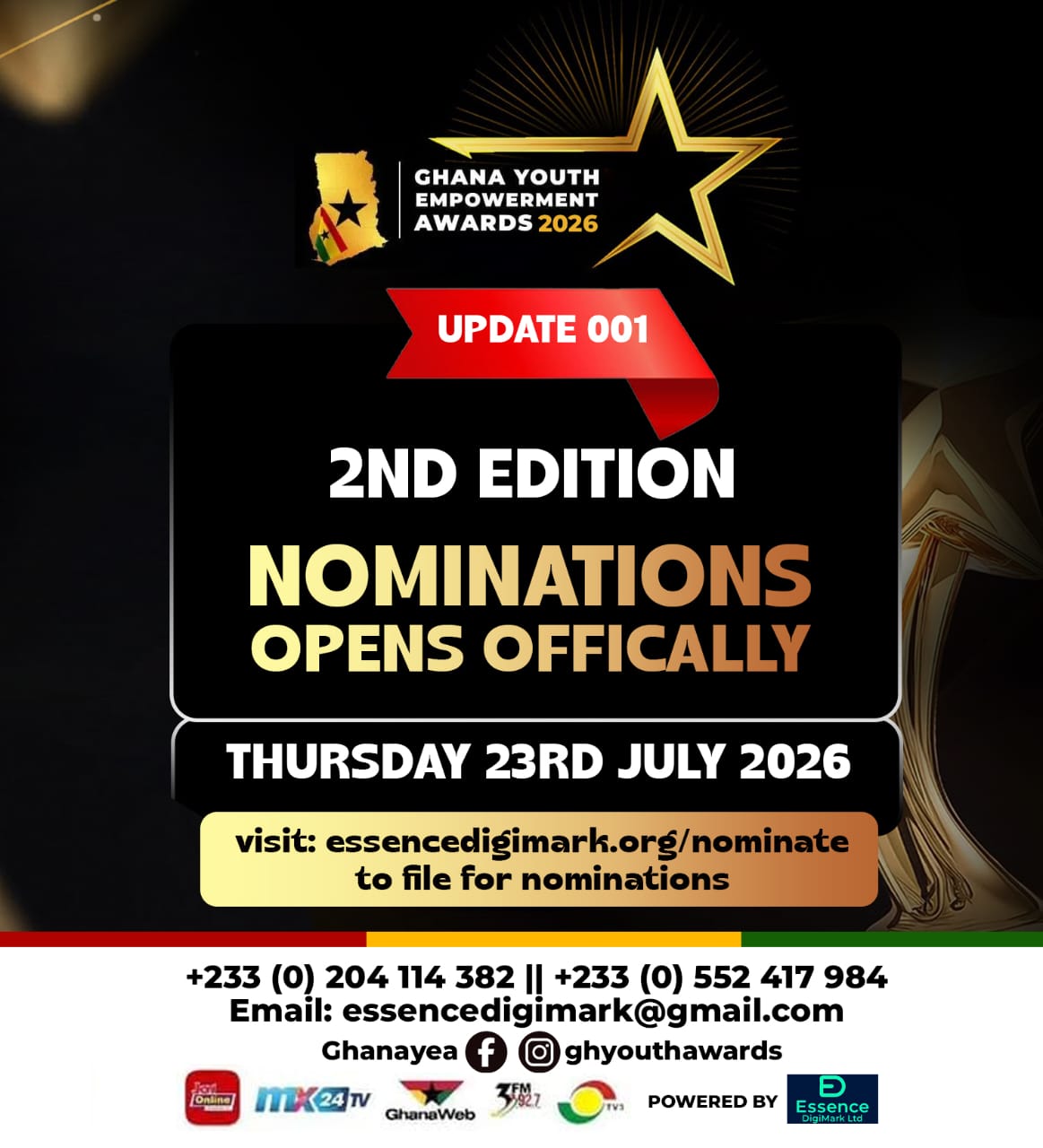 Nominations Officially Open for the Second Edition of the Ghana Youth Empowerment Awards